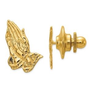 Million Charms 14k Yellow Gold Religious Themed Praying Hands Tie Tac -Single pc